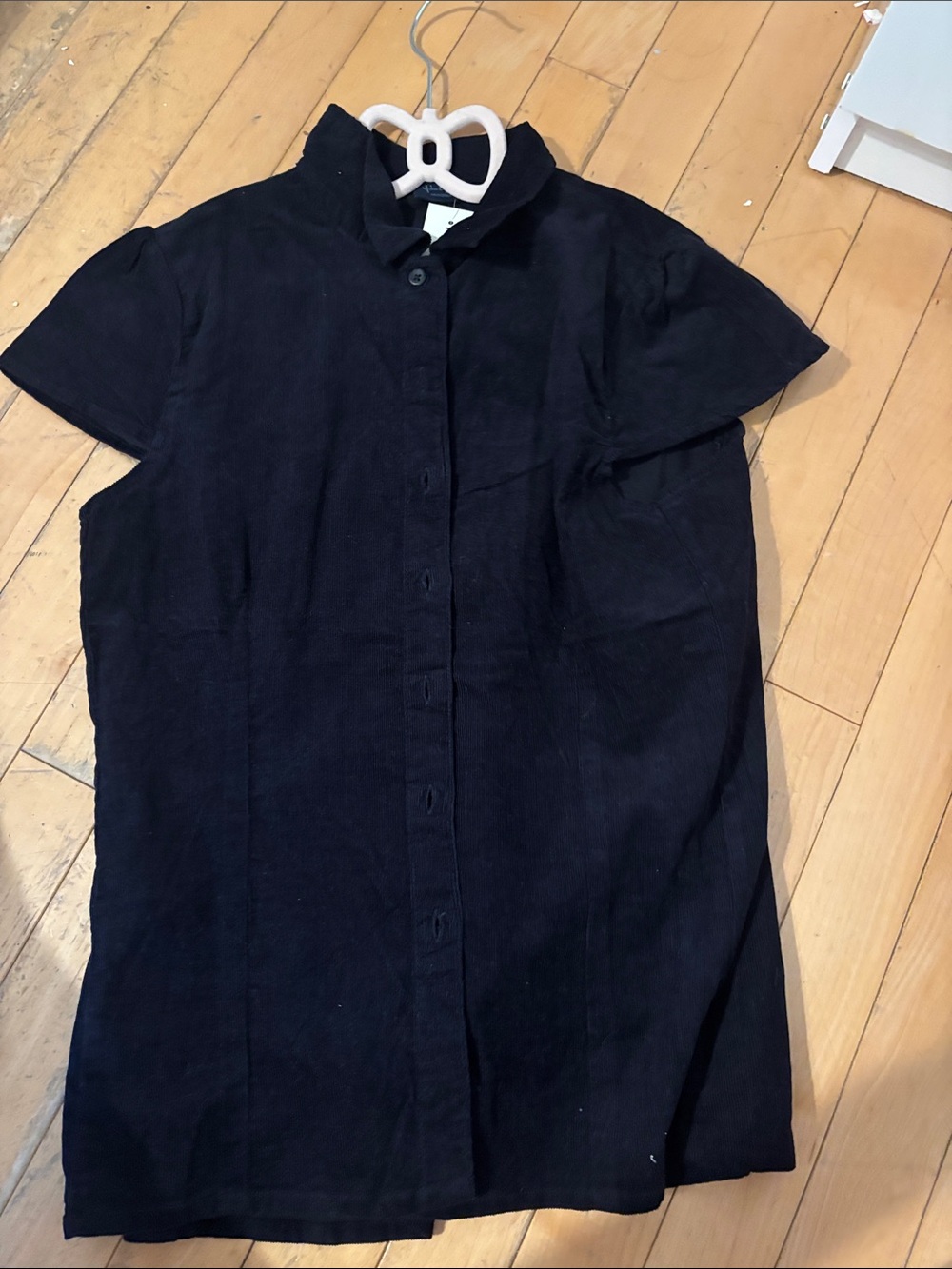 Brandy Melville Black Short-Sleeve Button-Down Shirt